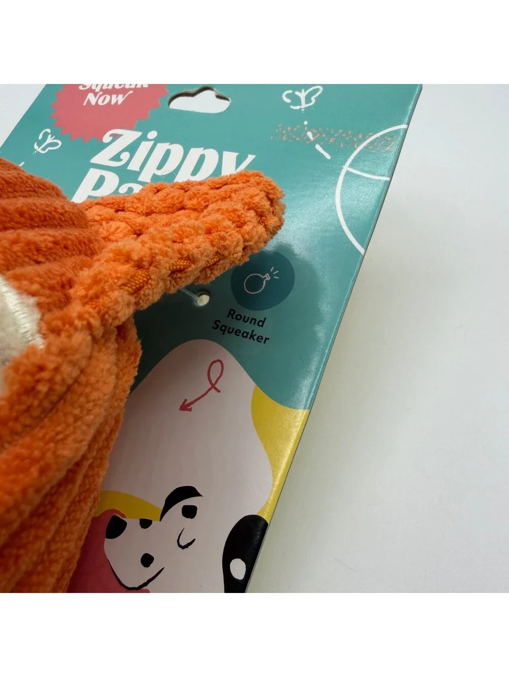 ZippyPaws Popcorn Palz Fox Orange Plush Dog Squeaker Toy Corduroy Textured New
